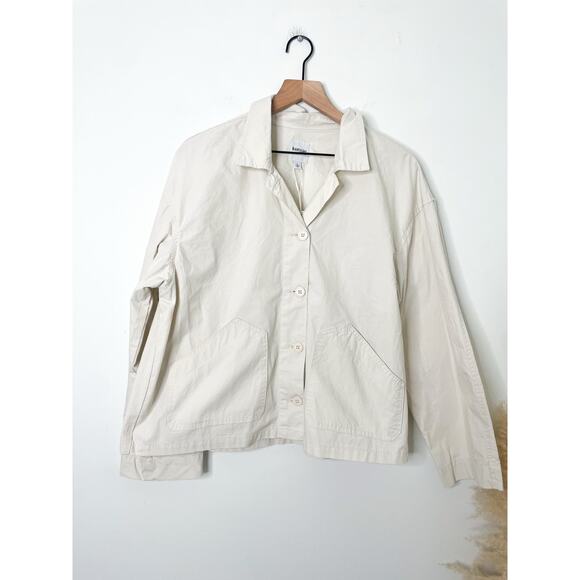 3/$20 ⭐️ NWT Kensie Shacket Large Cream LIghtweight Minimalist Casual Neutral - Picture 1 of 8